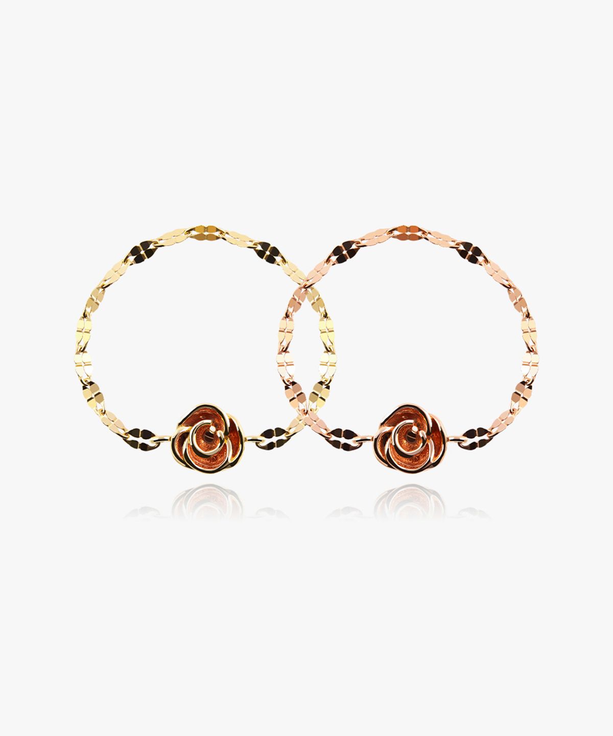 엘렌쥬얼리(HELENE JEWELRY) 14K 쉐리 클로버 로즈 플라워 체인 금 반지