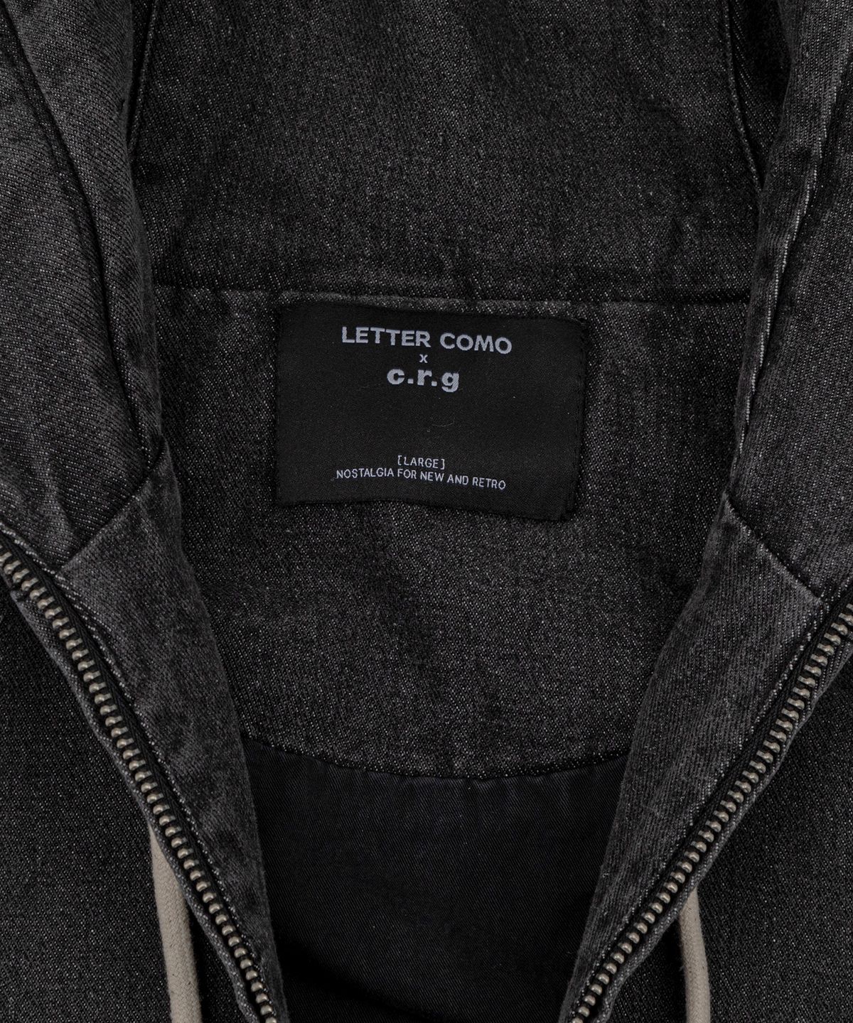 레테르코모(LETTERCOMO) 아더멘트 데님 후드집업 점퍼 블랙