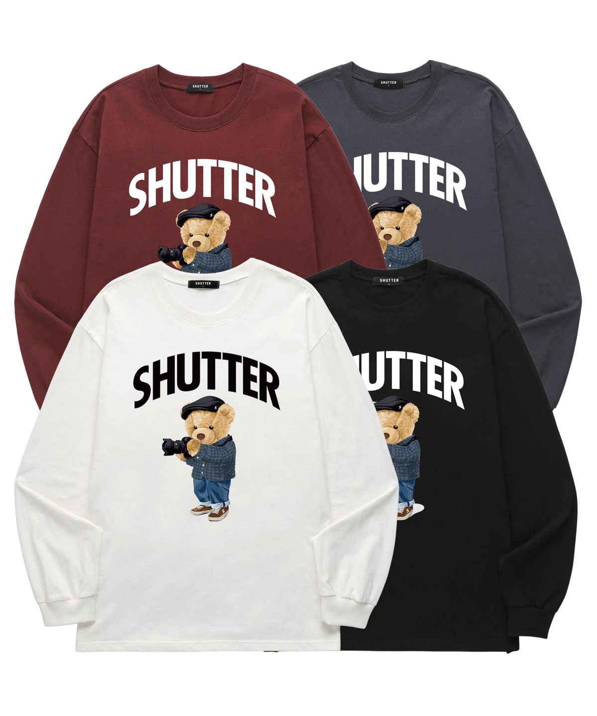 셔터(SHUTTER) CAMERA BEAR 롱슬리브 (SLS037) 버건디