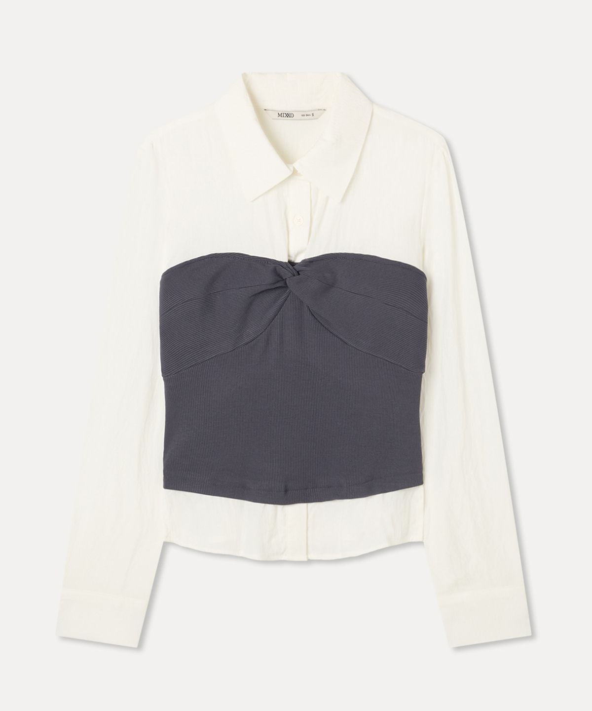 미쏘(MIXXO) 꼬임 뷔스티에 콤비 블라우스_MIWBLG401B
