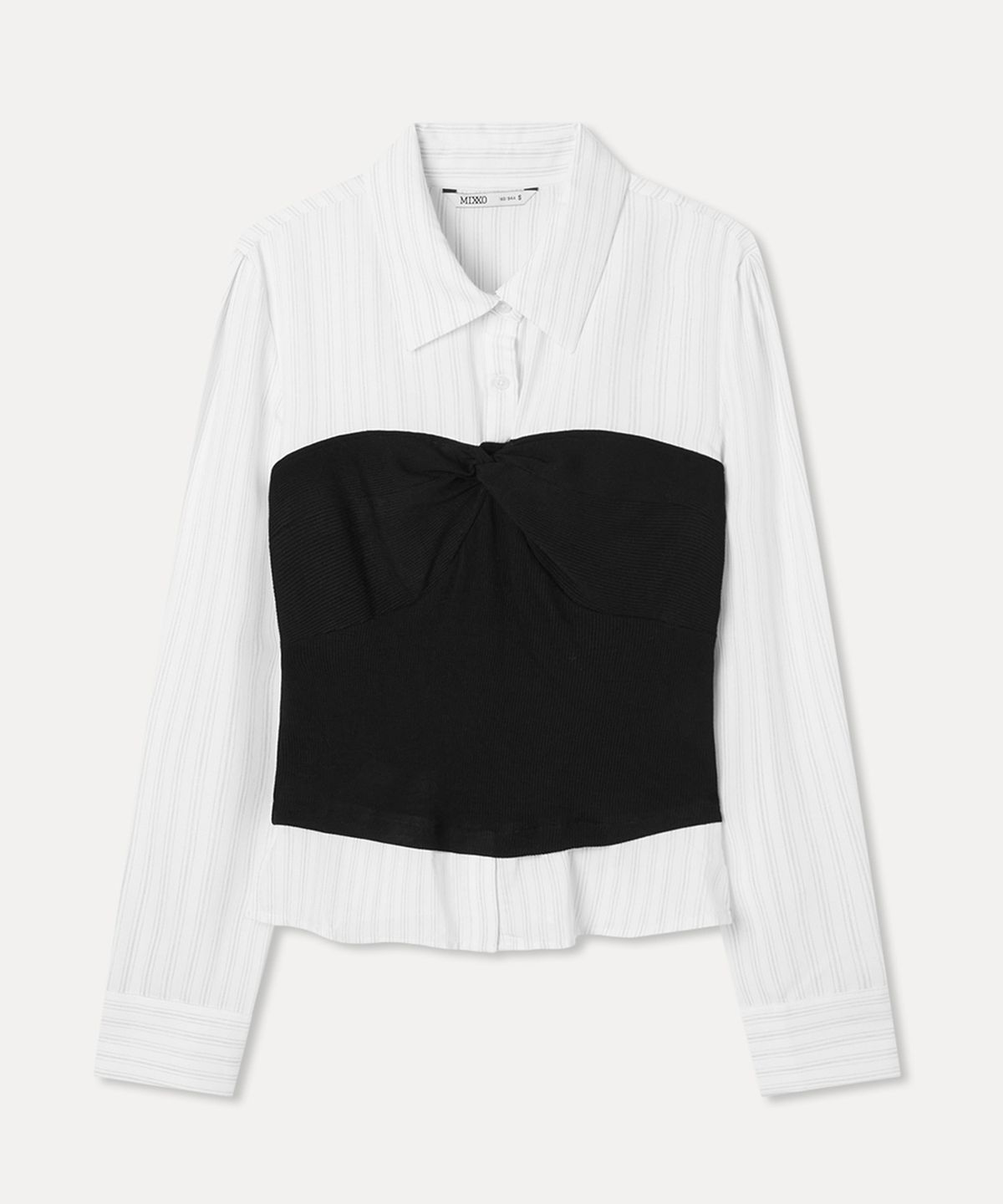 미쏘(MIXXO) 꼬임 뷔스티에 콤비 블라우스_MIWBLG401B