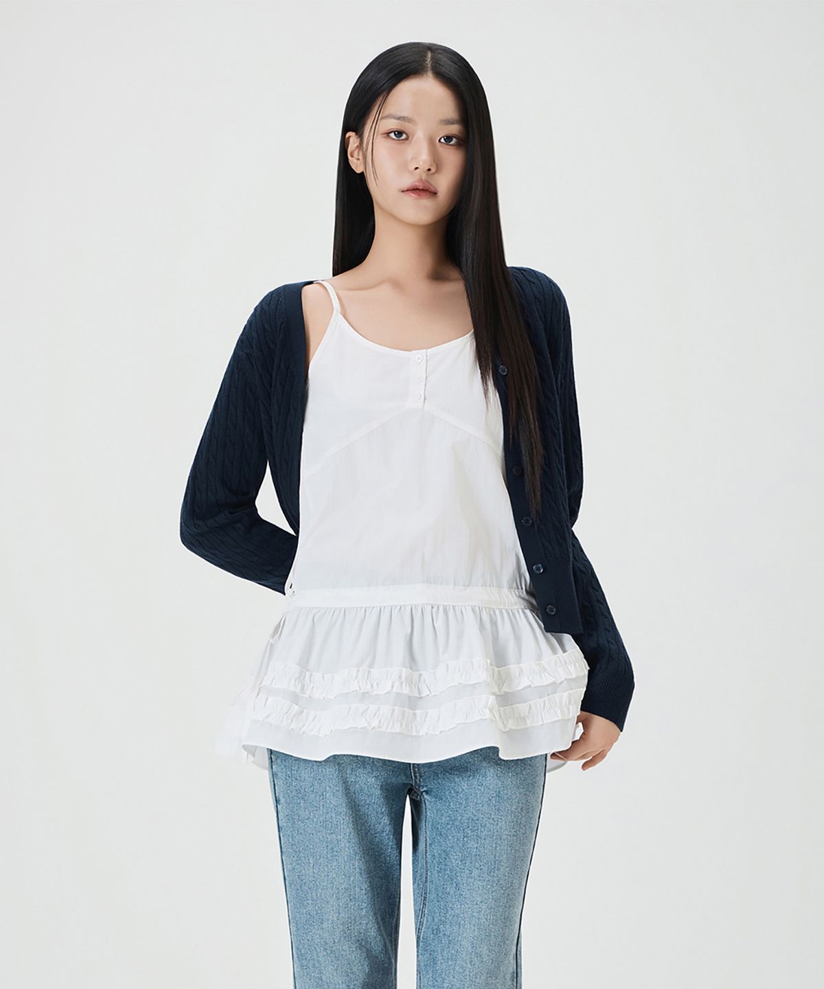 미쏘(MIXXO) 레이어드 나시 블라우스
