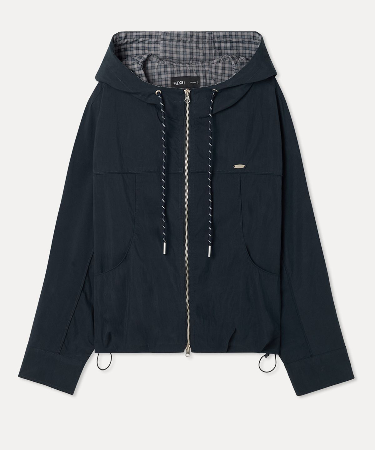 미쏘(MIXXO) 후드 체크 배색 점퍼_MIWJJG422G MIWJJG52QG