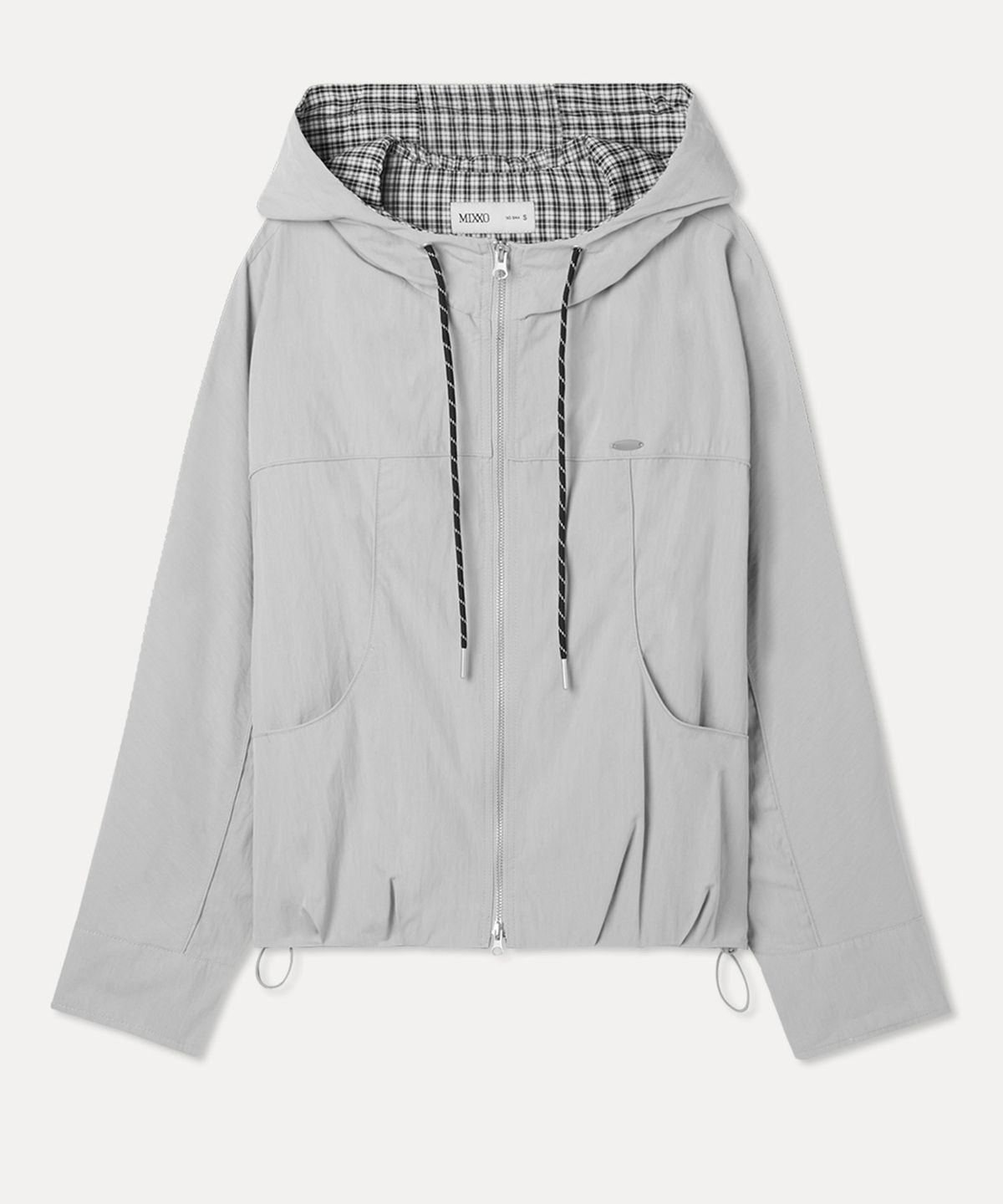 미쏘(MIXXO) 후드 체크 배색 점퍼_MIWJJG422G MIWJJG52QG