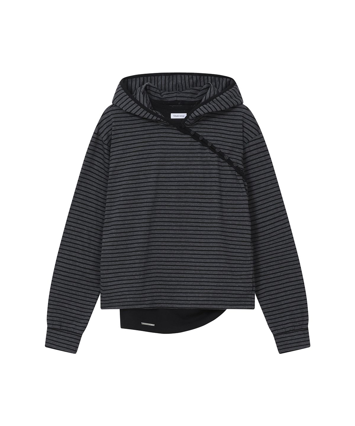 미세키서울(MISEKI SEOUL) Diagonal button Layered hoodie CHARCOAL