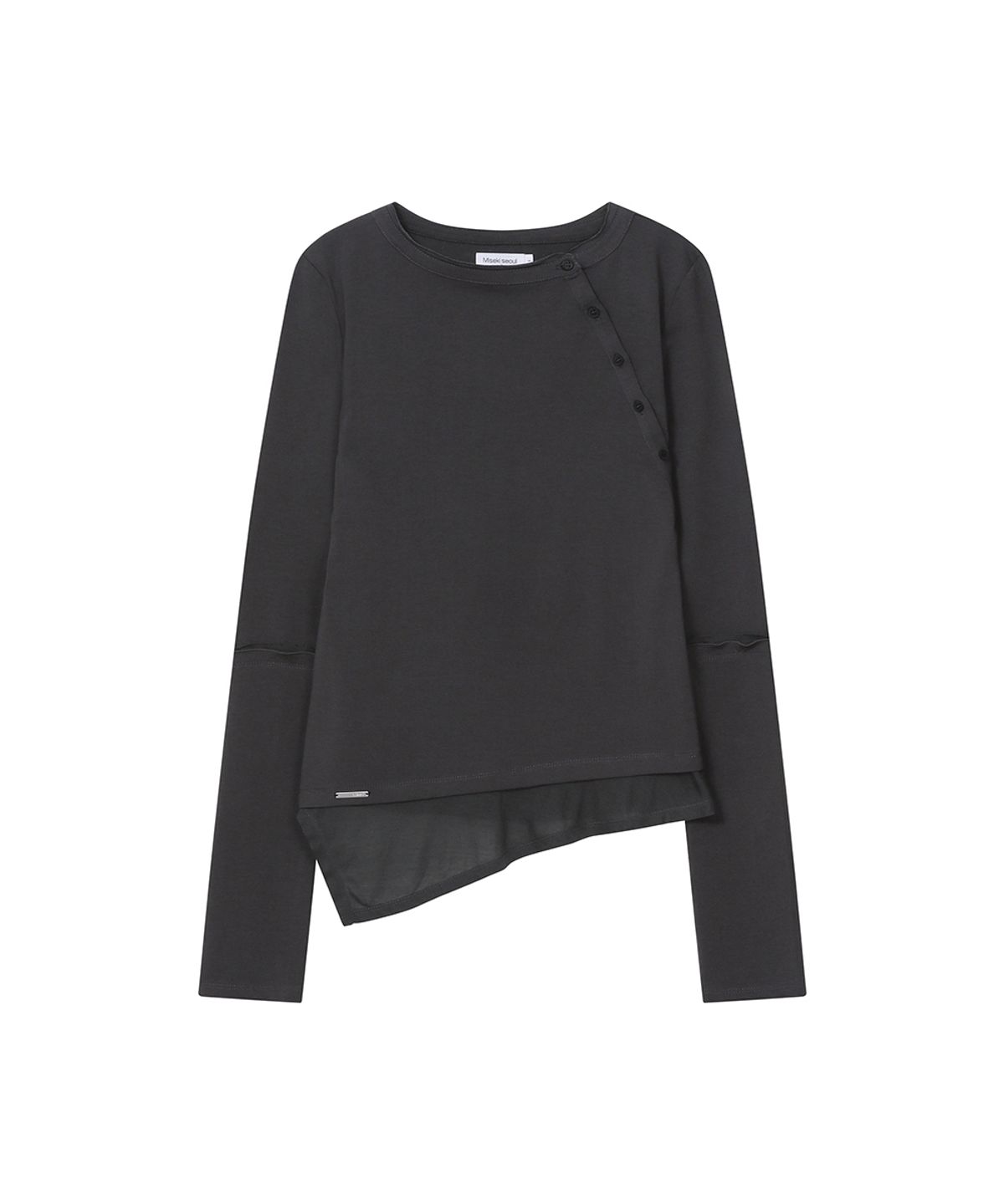 미세키서울(MISEKI SEOUL) Slash button layered long sleeve CHARCOAL