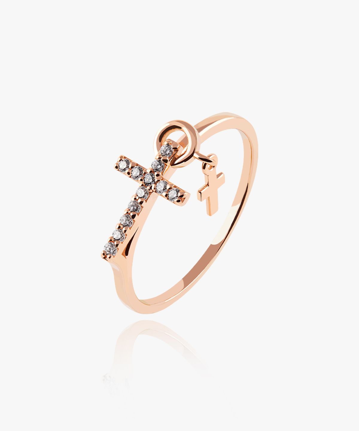 엘렌쥬얼리(HELENE JEWELRY) 14K 18K 띠아모 크로스 십자가 큐빅 미스 링 금 반지
