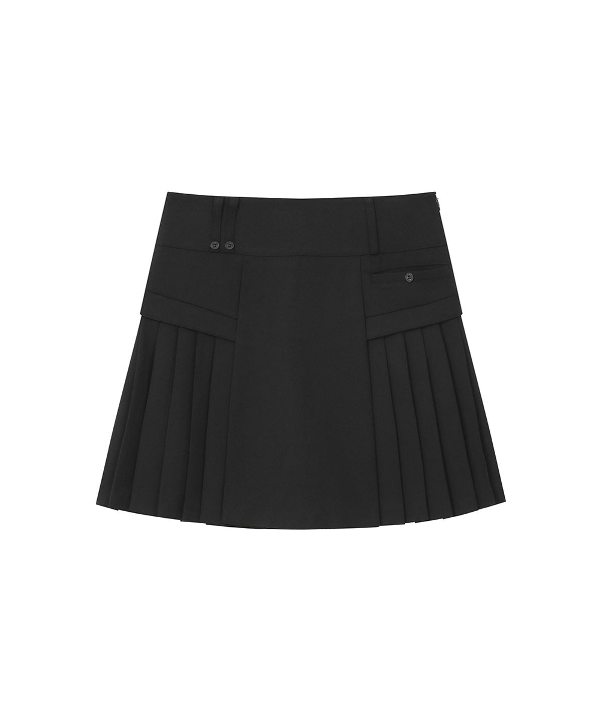 미세키서울(MISEKI SEOUL) Side pleats line midi skirt BLACK