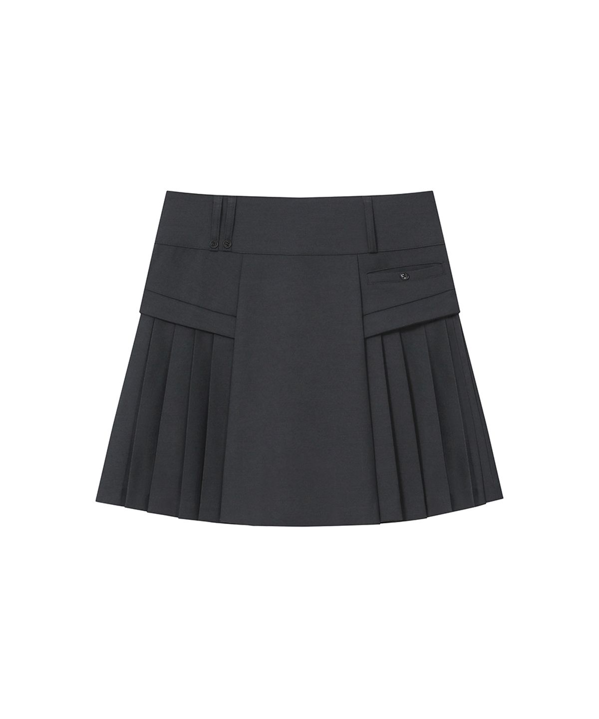 미세키서울(MISEKI SEOUL) Side pleats line midi skirt CHARCOAL