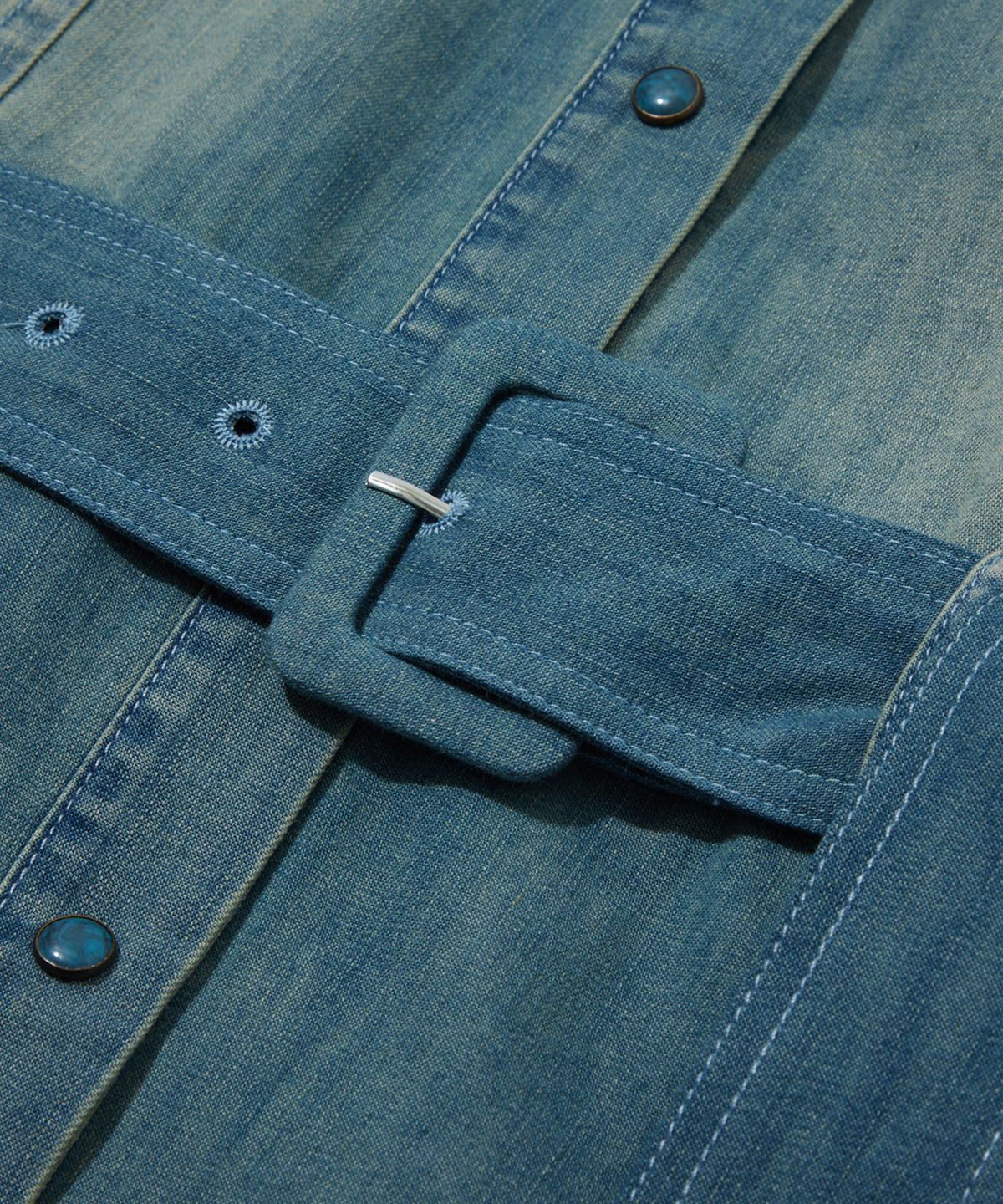 펜필드(PENFIELD) 레이저 커팅 엠브로이더리 인디고 원피스 스카이블루_FS1WS07F