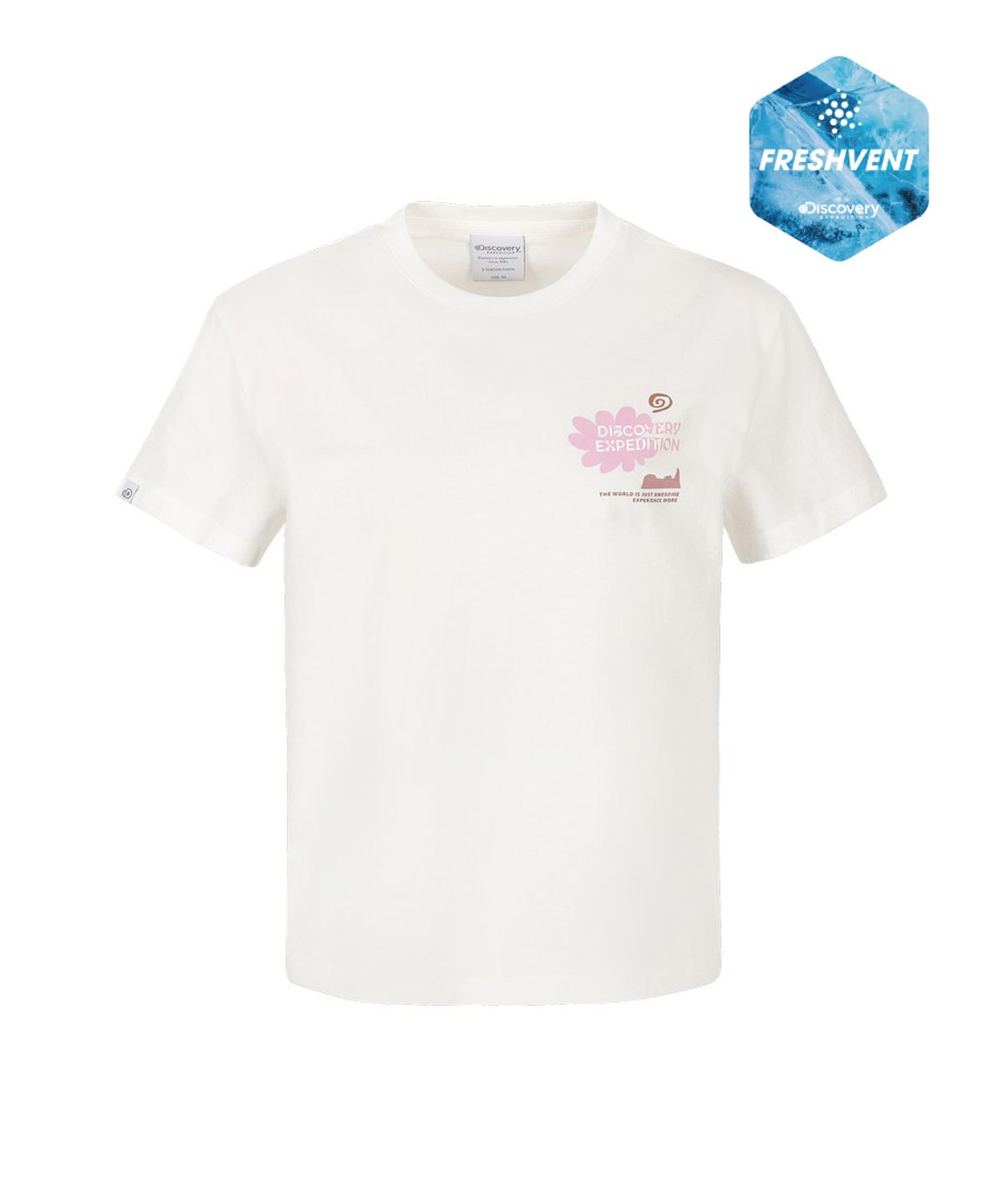 디스커버리 익스페디션(DISCOVERY EXPEDITION) 여성 프레시벤트 네이처 세미크롭 반팔티셔츠 (WHITE)