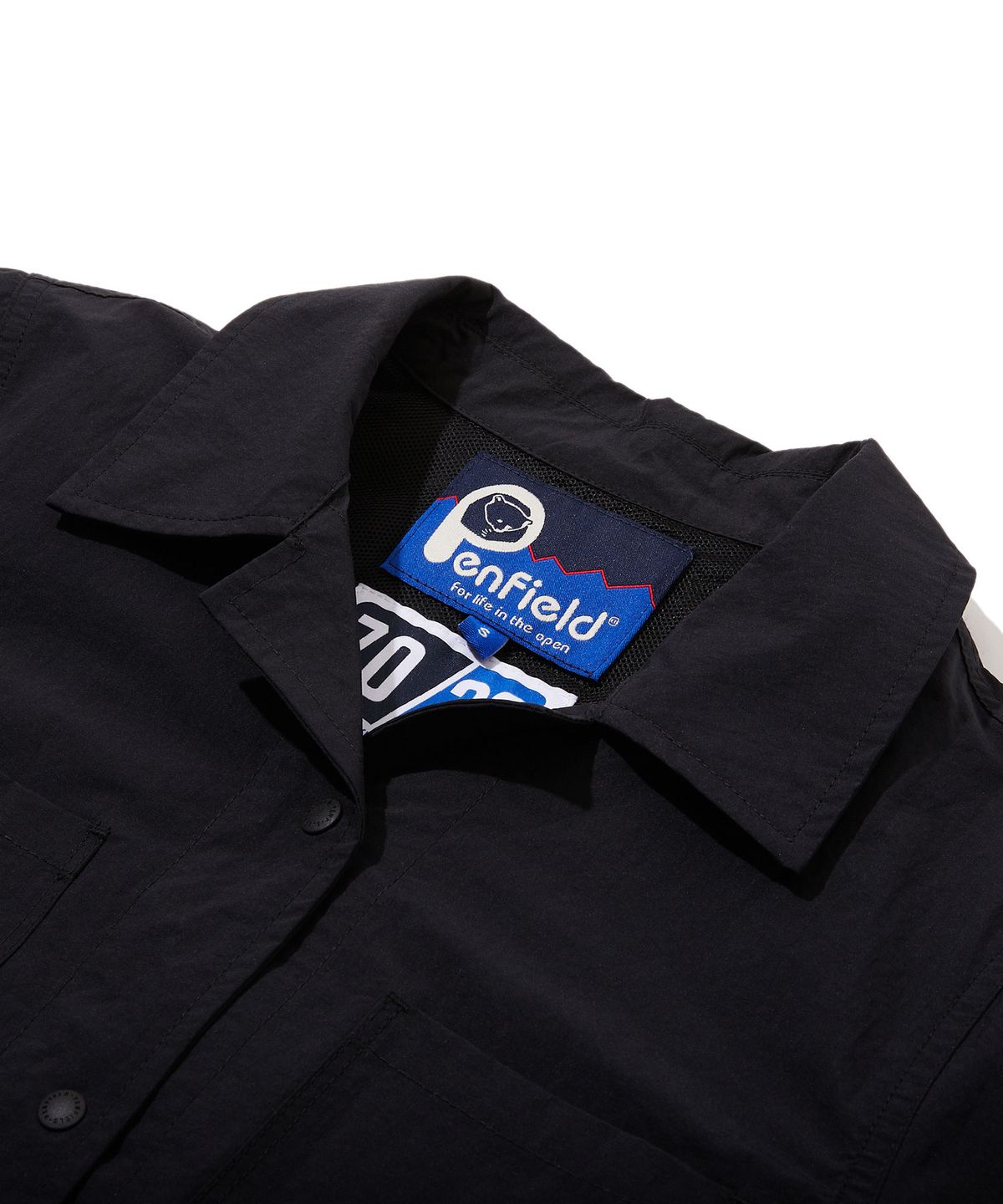 펜필드(PENFIELD) 오픈카라 웨이스트 어드저스트 셔링 원피스 블랙_FS2WS02F