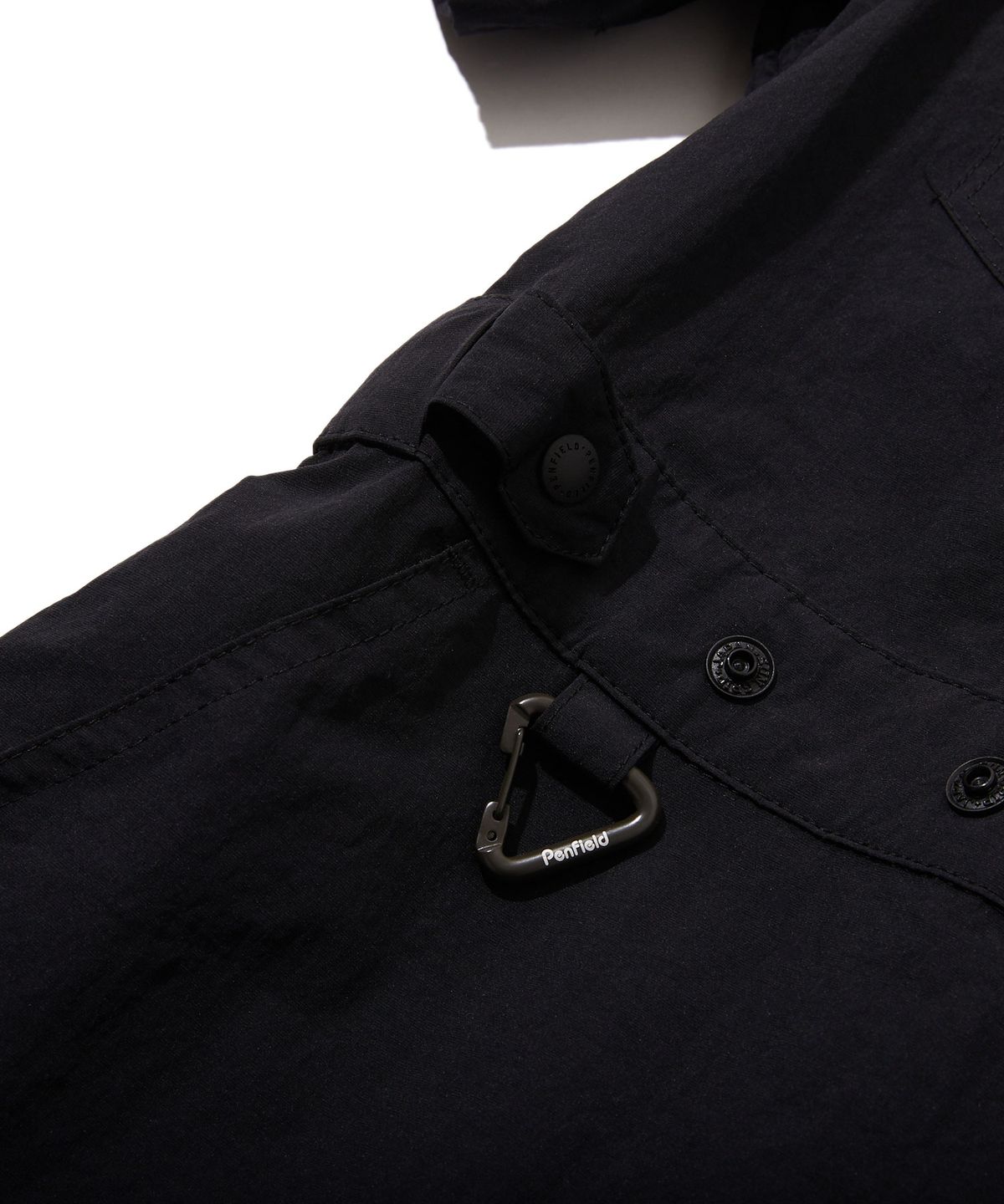 펜필드(PENFIELD) 오픈카라 웨이스트 어드저스트 셔링 원피스 블랙_FS2WS02F