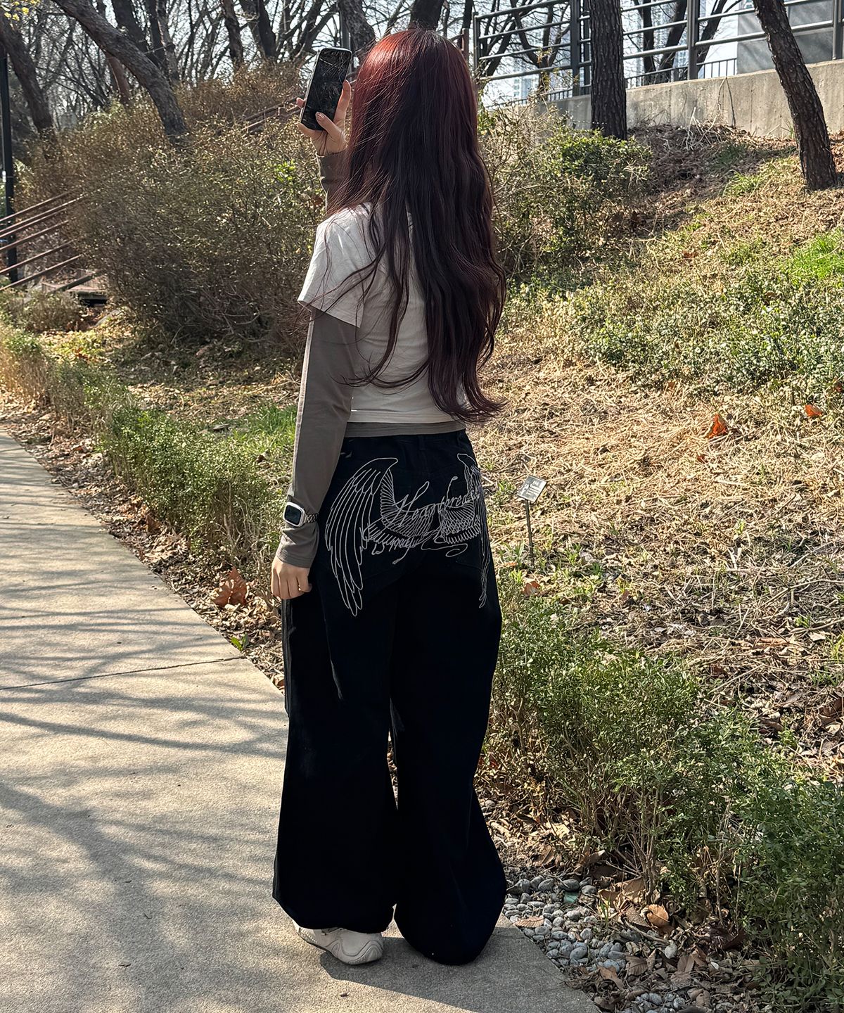 로우그(RAWGUE) 버튼넥 레이어드 롱 슬리브_라이트그레이