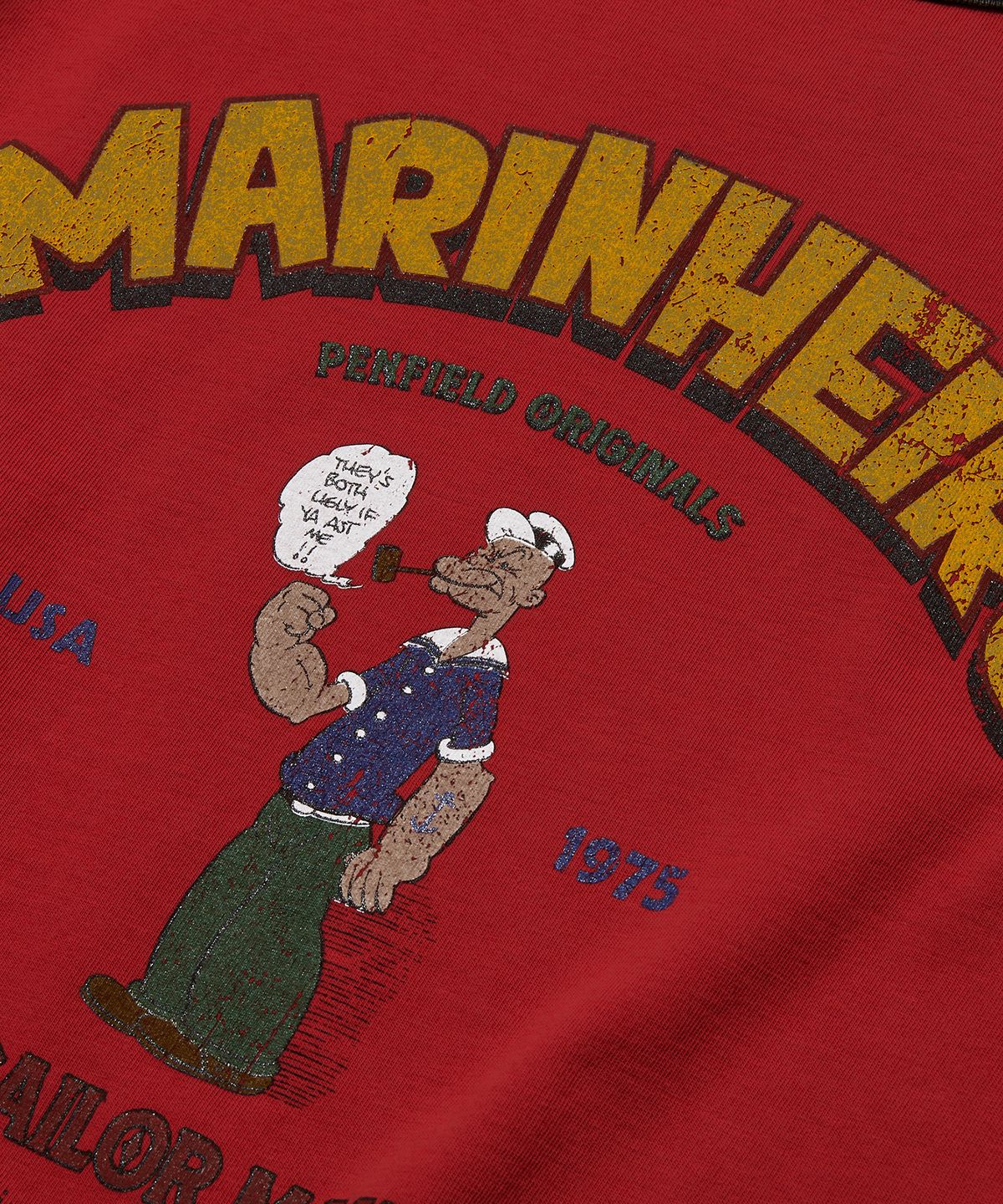펜필드(PENFIELD) 빈티지 시리즈 MARINHEIRO 링거 반팔 티셔츠 레드_FS2KT55U