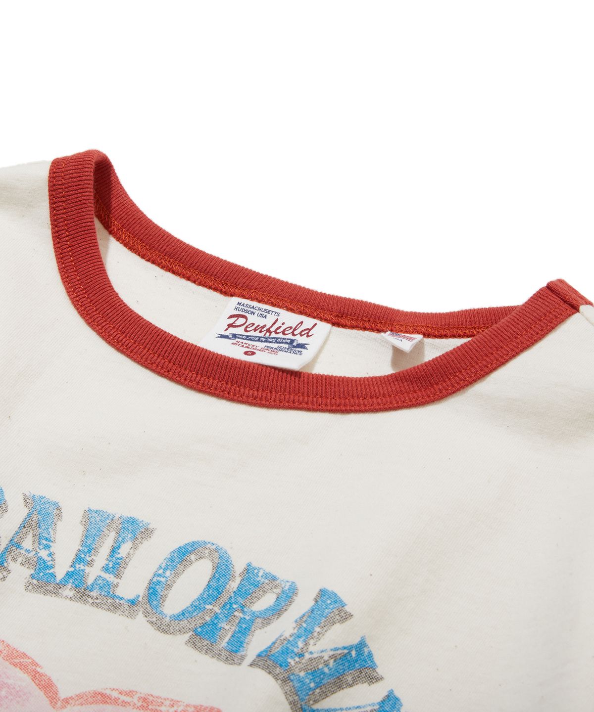 펜필드(PENFIELD) 빈티지 시리즈 CHIVALROUS 인그레이 링거 반팔 티셔츠 아이보리_FS2KT45U