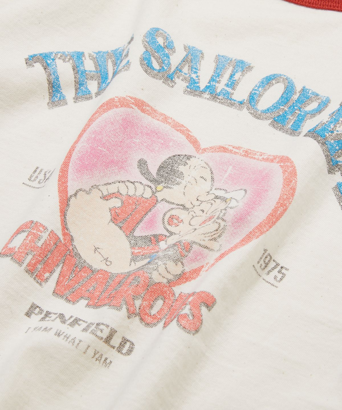 펜필드(PENFIELD) 빈티지 시리즈 CHIVALROUS 인그레이 링거 반팔 티셔츠 아이보리_FS2KT45U