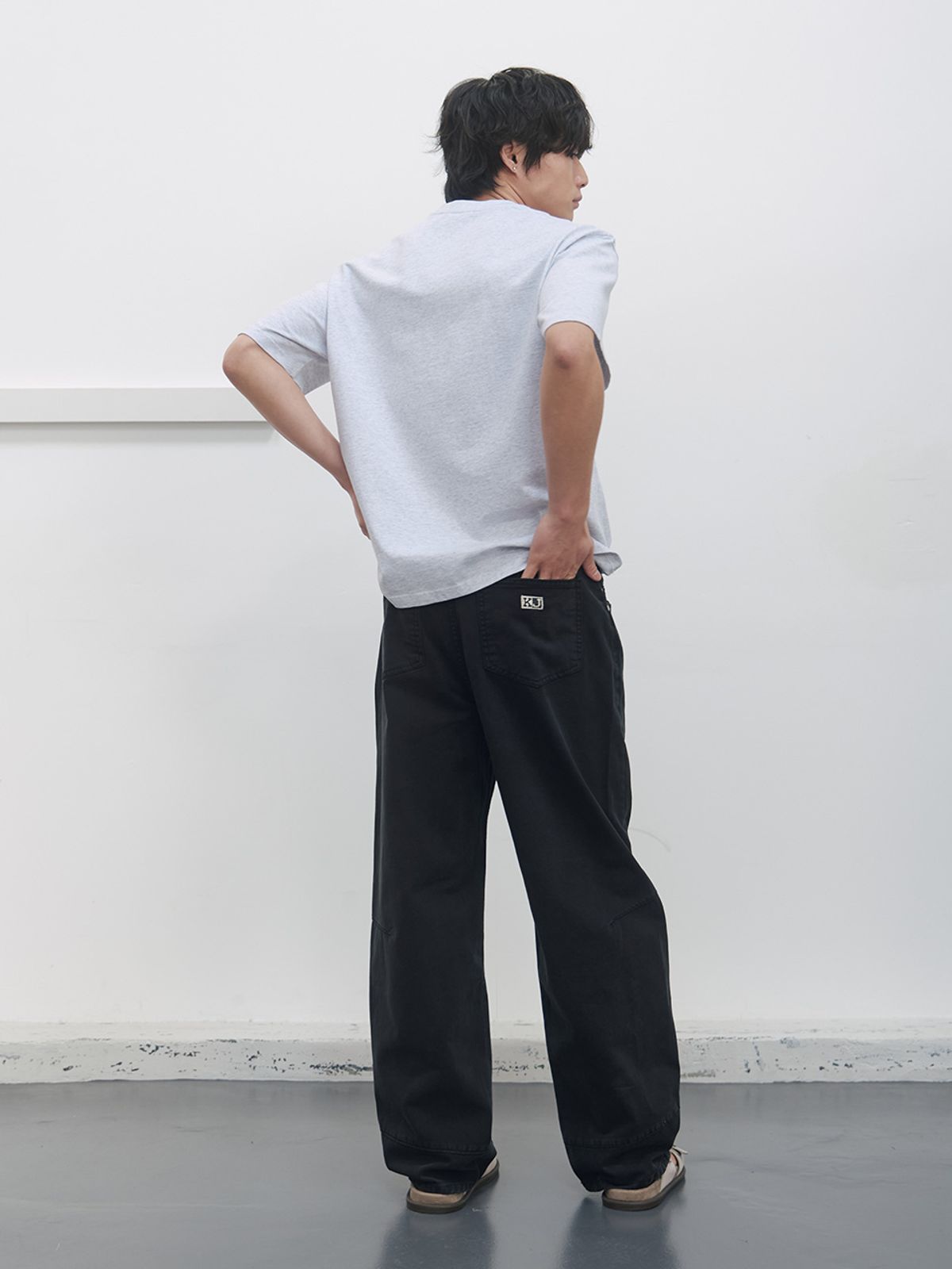 기준 맨(KIJUN MEN) Double Waist 5-Pocket Pants Black