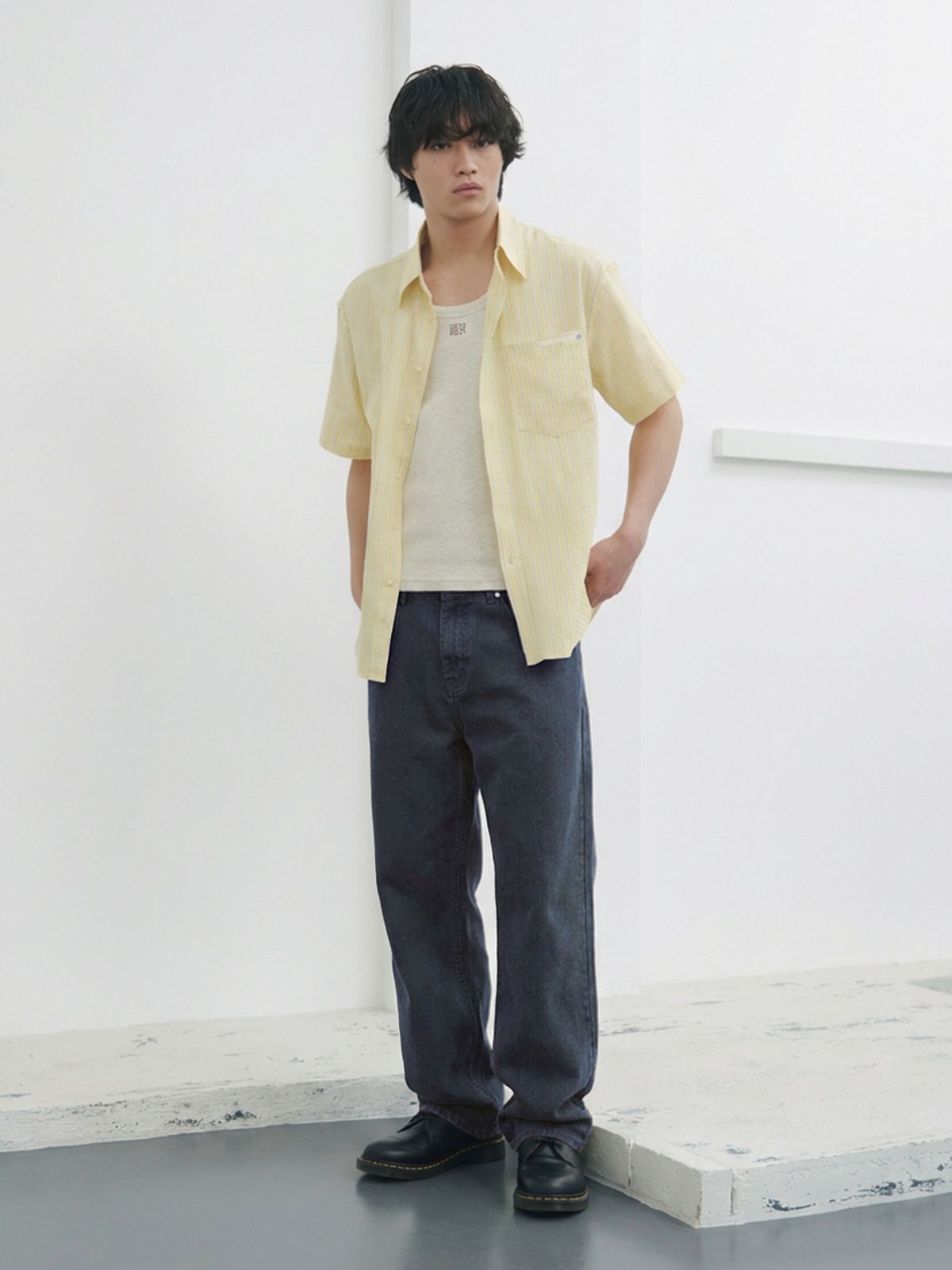 기준 맨(KIJUN MEN) Garment Dyed Classic Pants Navy