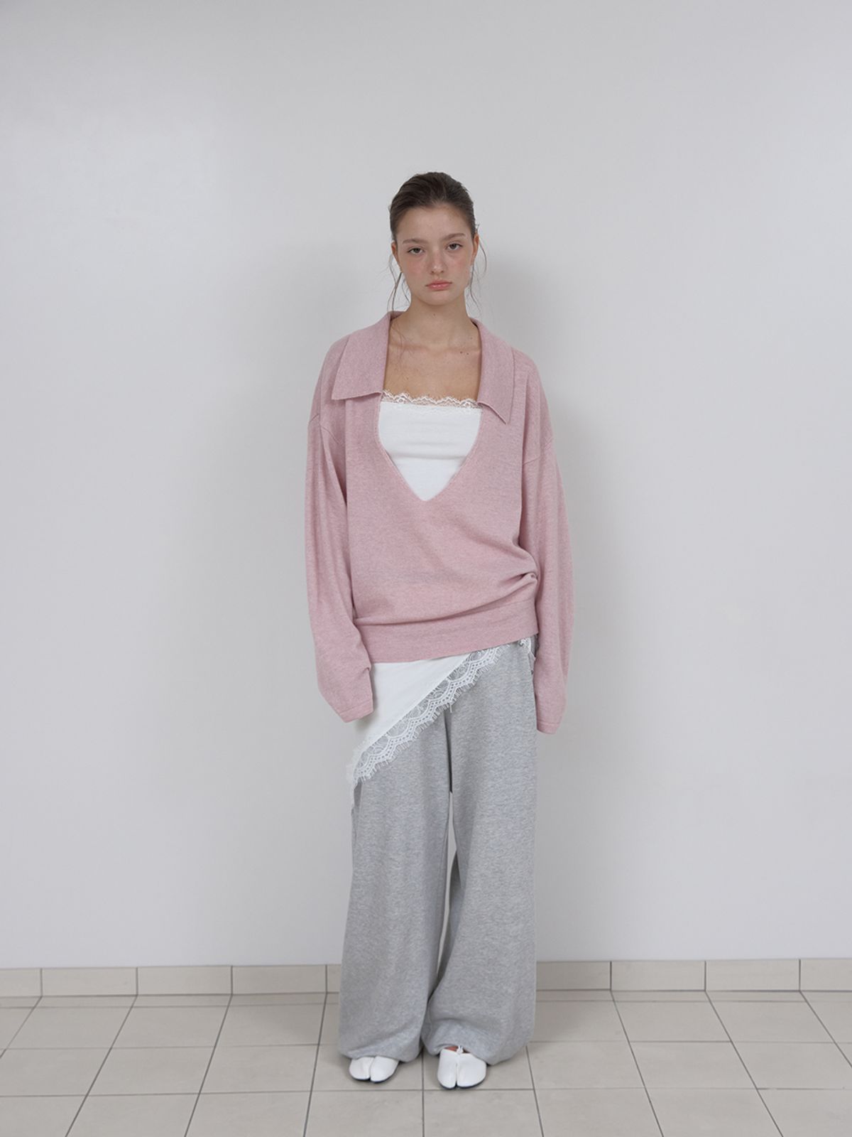 아수라(ASURA) PURE WOOL COLLAR KNIT (LIGHT PINK)