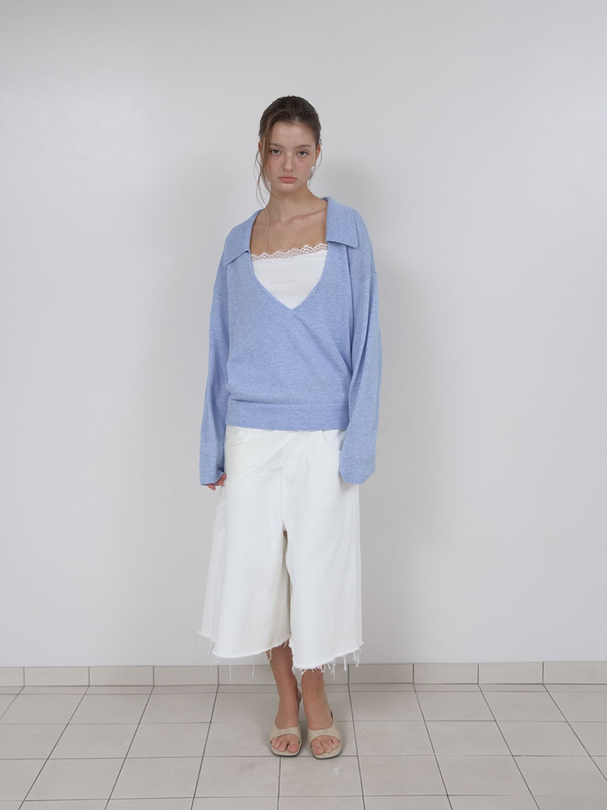 아수라(ASURA) PURE WOOL COLLAR KNIT (SKY BLUE)