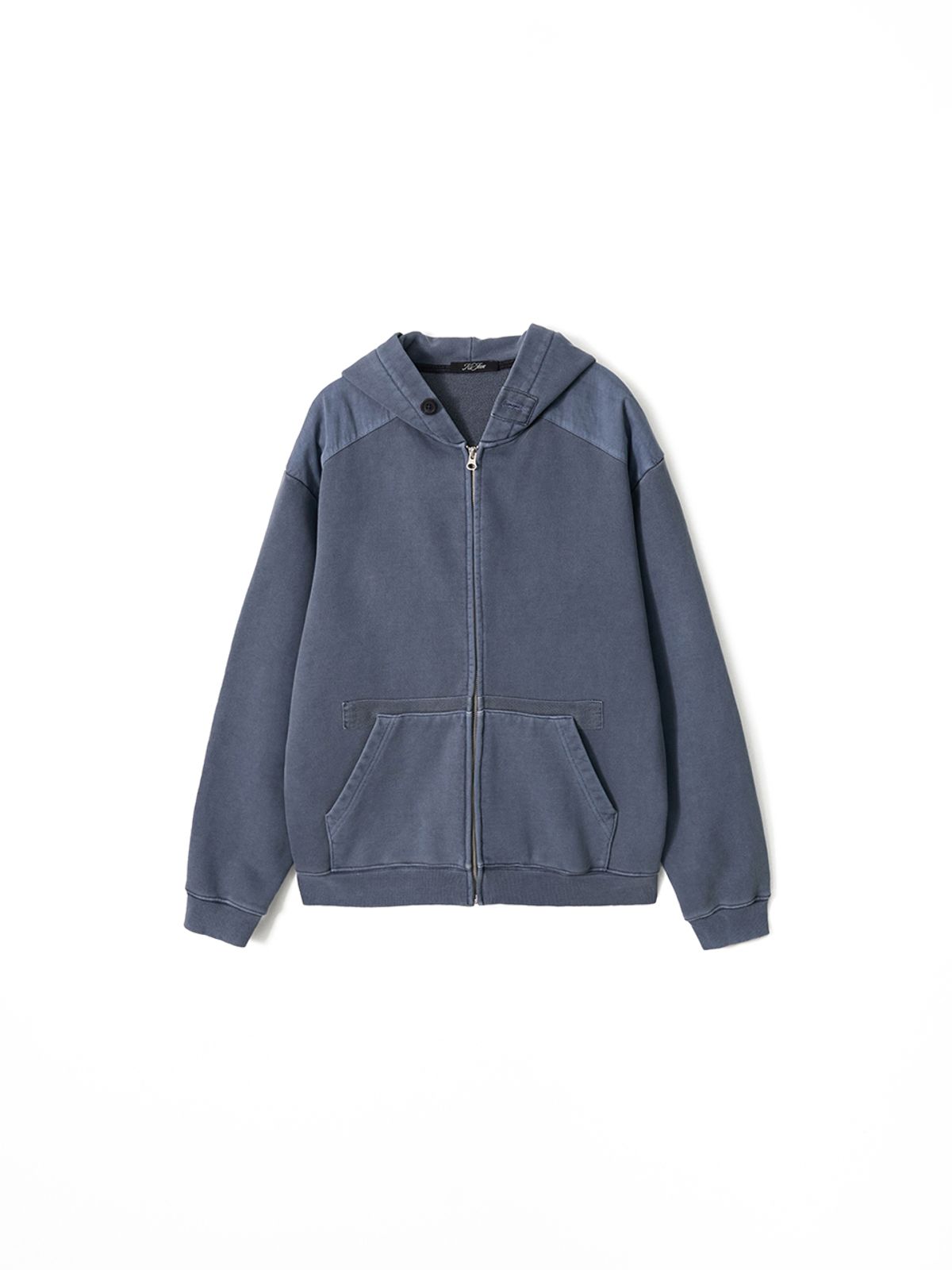 기준 맨(KIJUN MEN) Garment Dyed Patch Hoodie Blue
