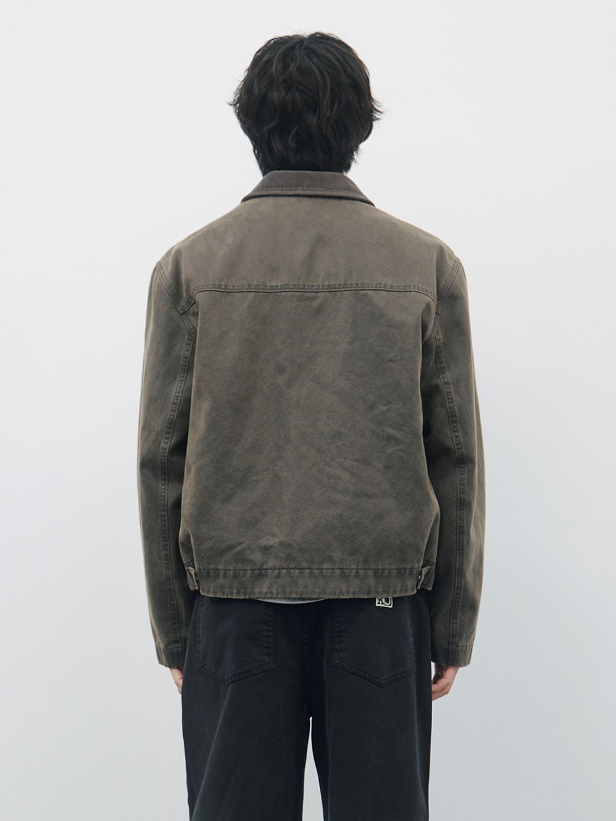 기준 맨(KIJUN MEN) Washed Leather Work Jacket Khaki Brown