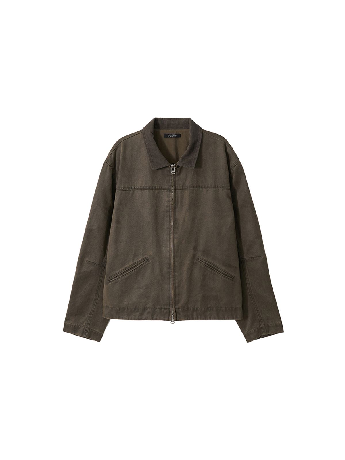 기준 맨(KIJUN MEN) Washed Leather Work Jacket Khaki Brown