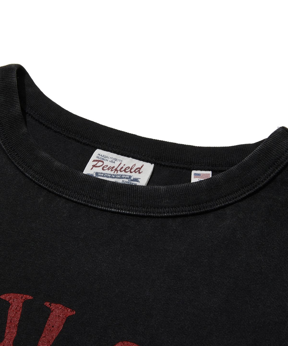 펜필드(PENFIELD) 빈티지 시리즈 세일러 링거 반팔 티셔츠 블랙_FS2KT40U