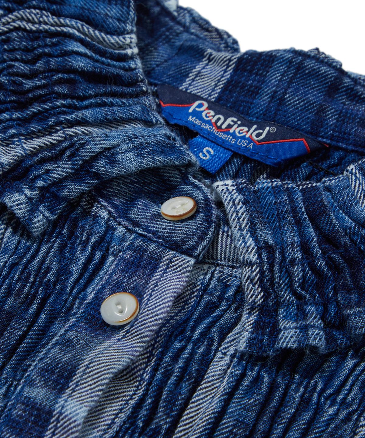 펜필드(PENFIELD) 체크 워싱 스모킹 셔츠 블루_FS2WR01F