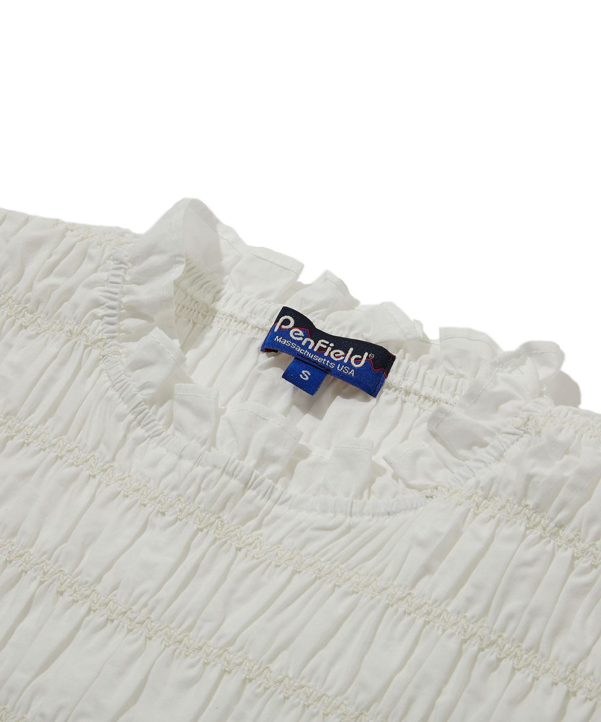 펜필드(PENFIELD) 지그재그 스모킹 블라우스 화이트_FS2WR13F