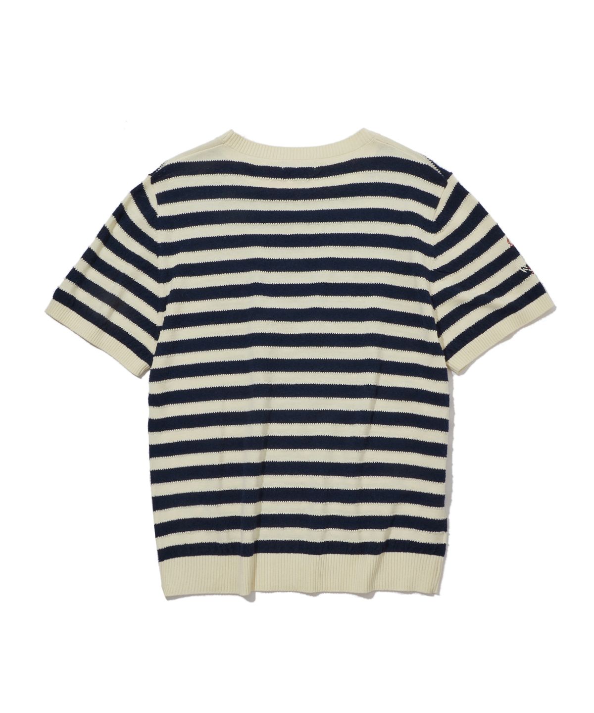 펜필드(PENFIELD) 라운드넥 스트라이프 반팔 니트 아이보리_FS2NT61U
