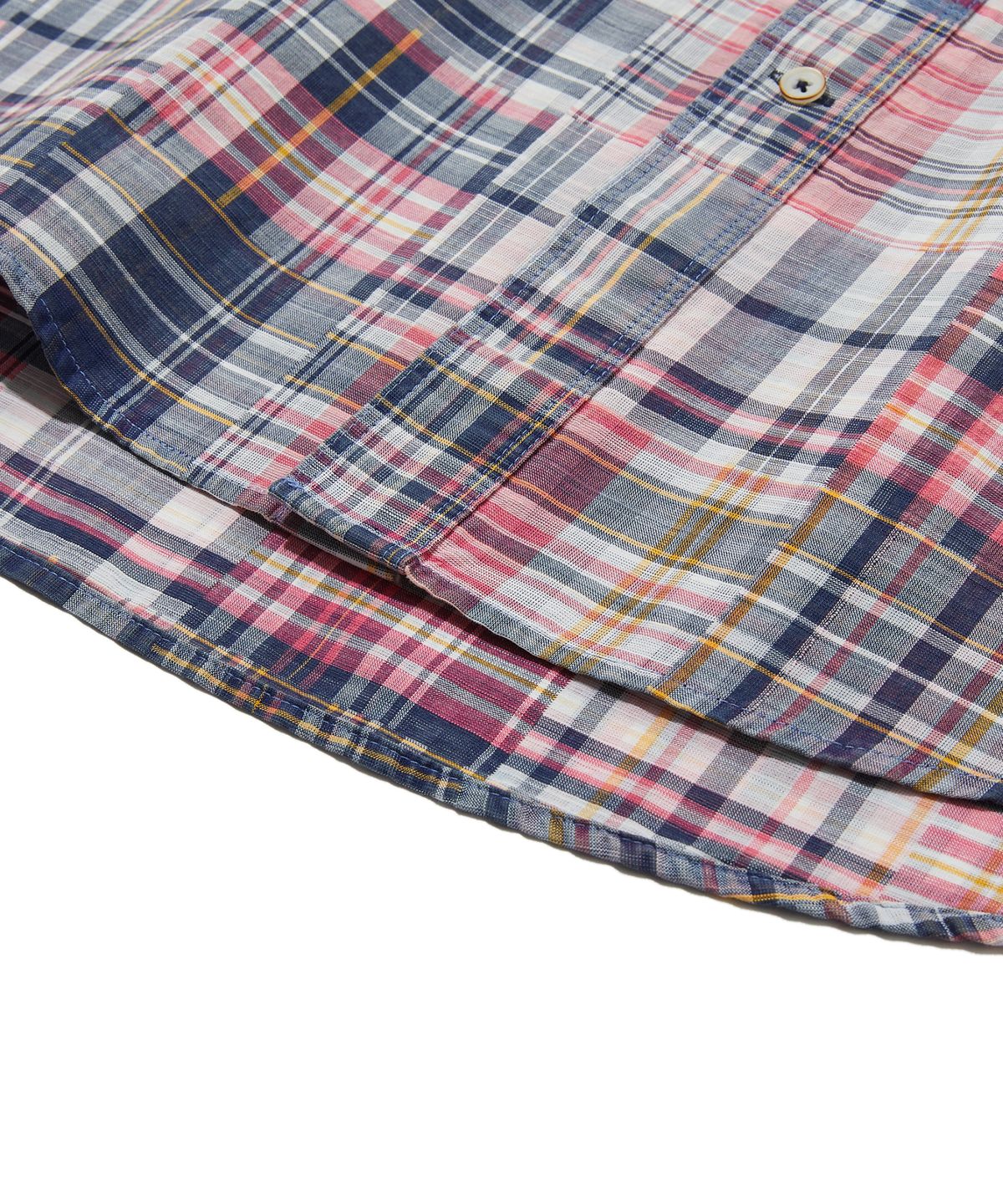 펜필드(PENFIELD) 페이디드 마드라스 버튼다운 반팔 셔츠 레드_FS1WR57U