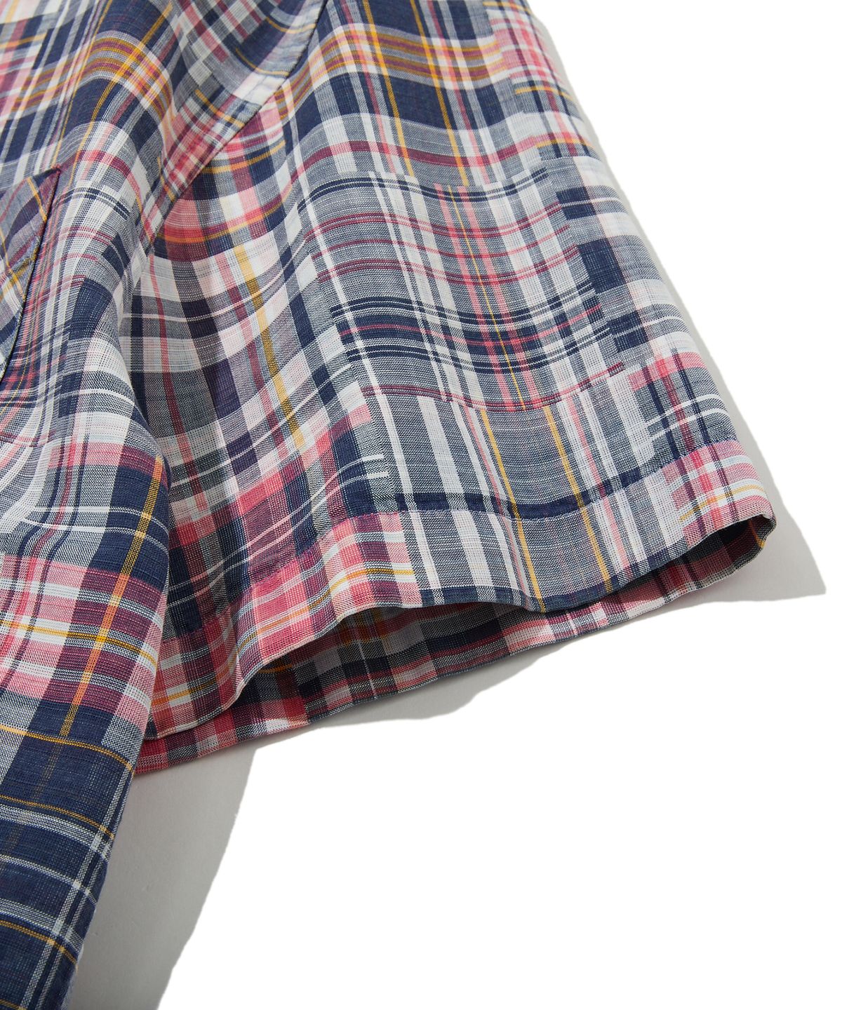 펜필드(PENFIELD) 페이디드 마드라스 버튼다운 반팔 셔츠 레드_FS1WR57U
