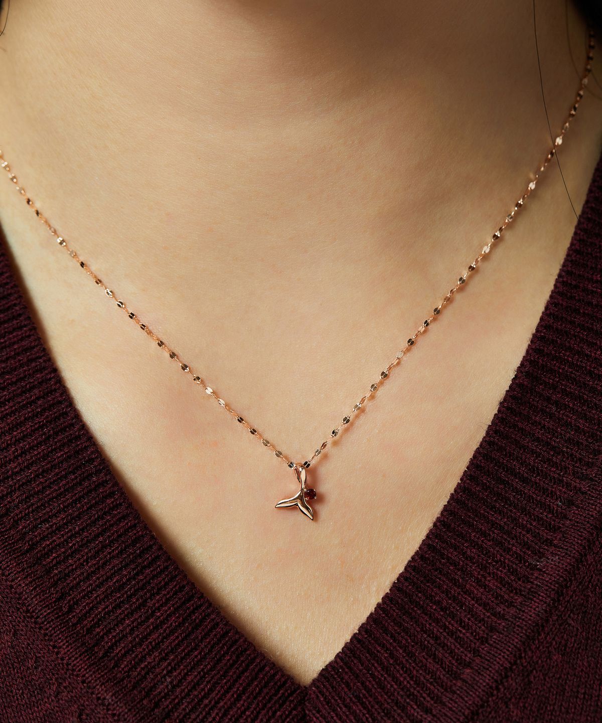 엘렌쥬얼리(HELENE JEWELRY) 14K 세레니티 고래 꼬리 큐빅 체인 금 목걸이