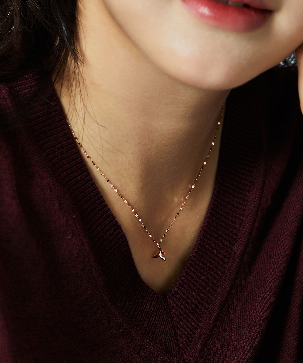엘렌쥬얼리(HELENE JEWELRY) 14K 세레니티 고래 꼬리 큐빅 체인 금 목걸이