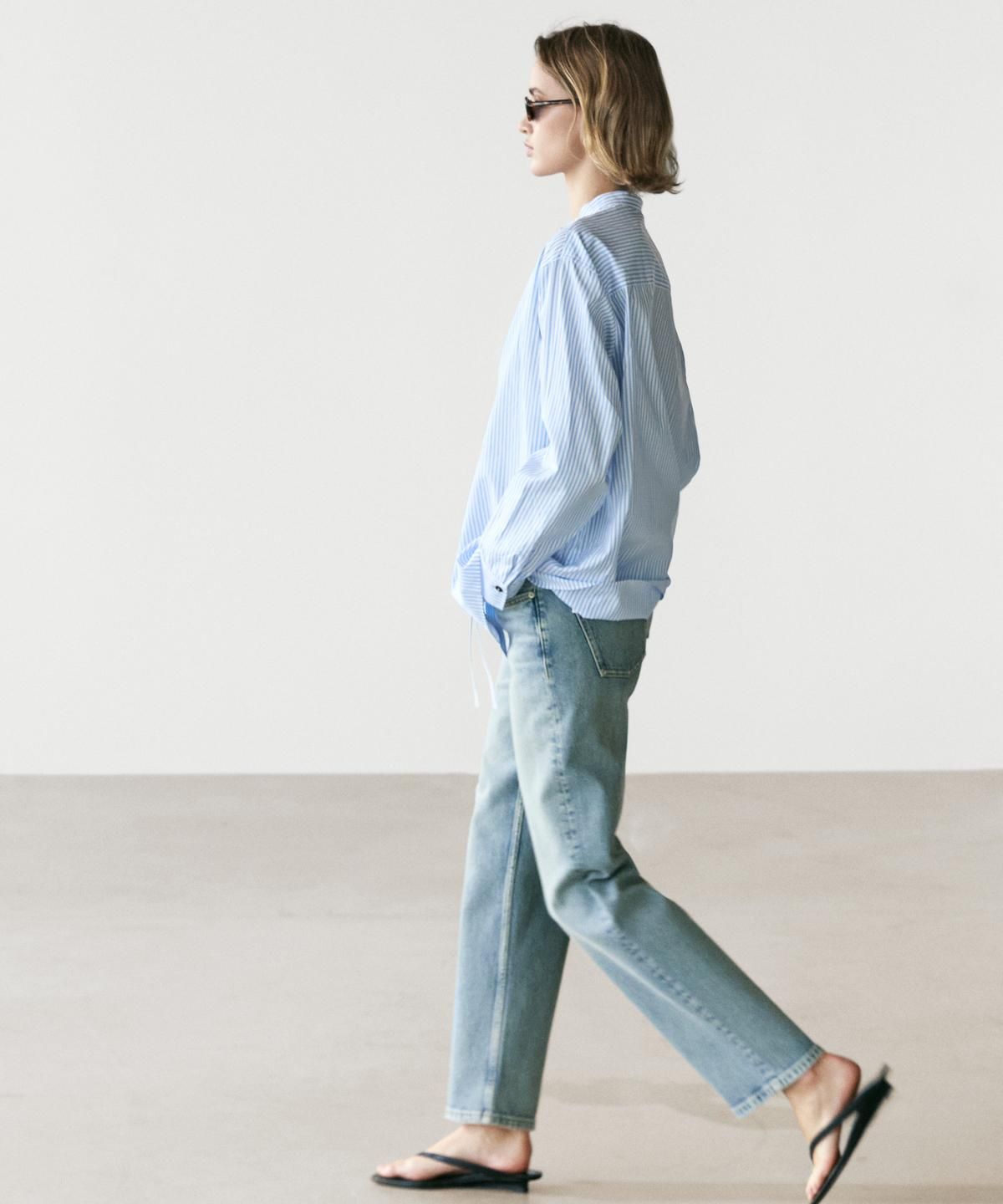 마시모두띠(MASSIMO DUTTI) 100% 코튼 스트라이프 셔츠