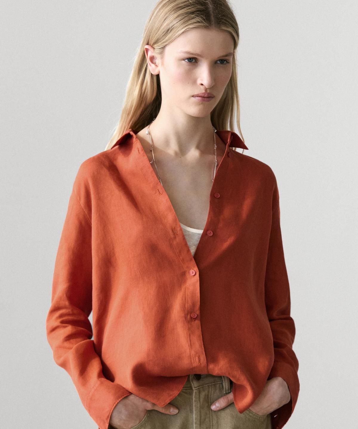 마시모두띠(MASSIMO DUTTI) 100% 린넨 루즈핏 셔츠