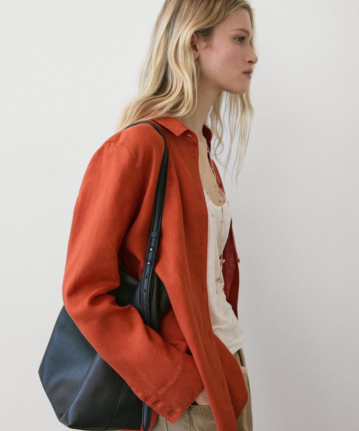 마시모두띠(MASSIMO DUTTI) 100% 린넨 루즈핏 셔츠