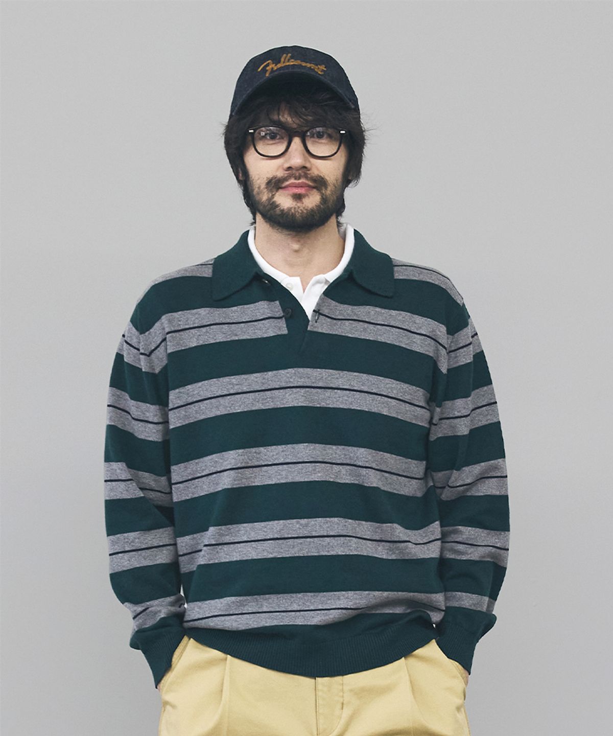 건지 울른스(Guernsey Woollens) 캐시미어 블렌드 스트라이프 카라 니트 컬렉션