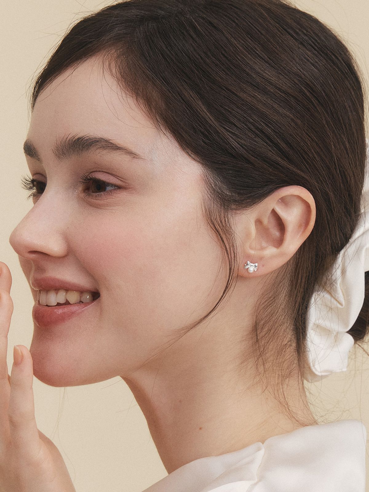 앵브록스(ENGBROX) [silver925] lottie pearl ribbon earring