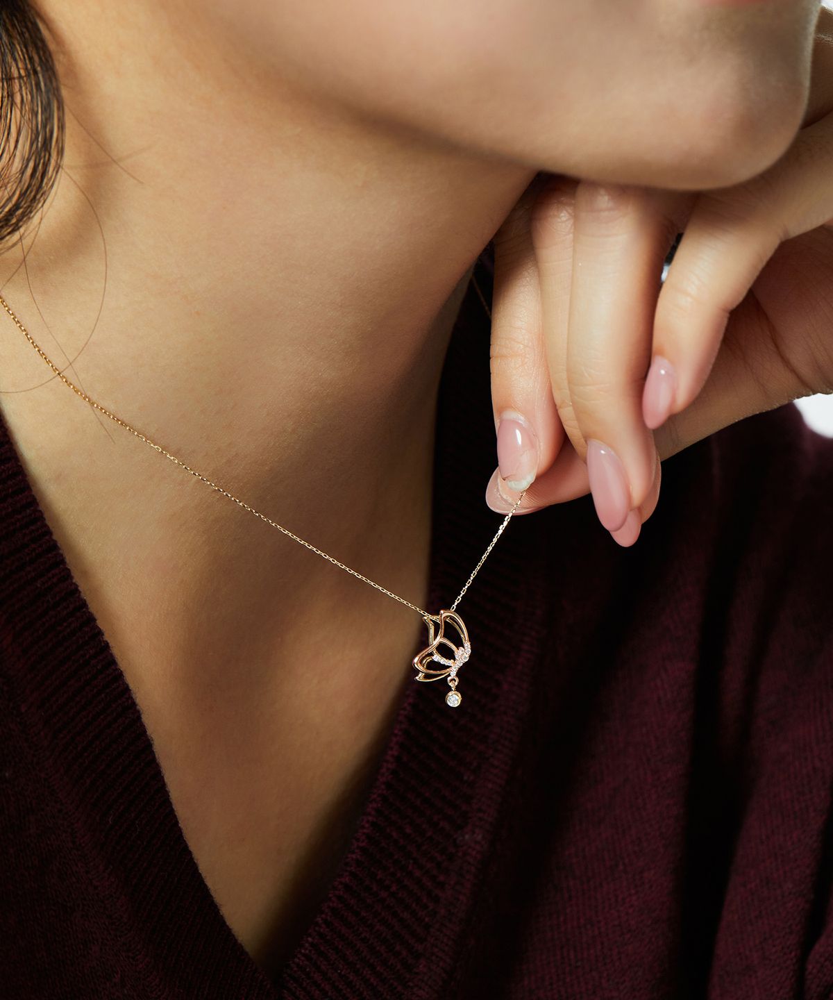 엘렌쥬얼리(HELENE JEWELRY) 14K 코멜리 콤비 나비 체인 금 목걸이