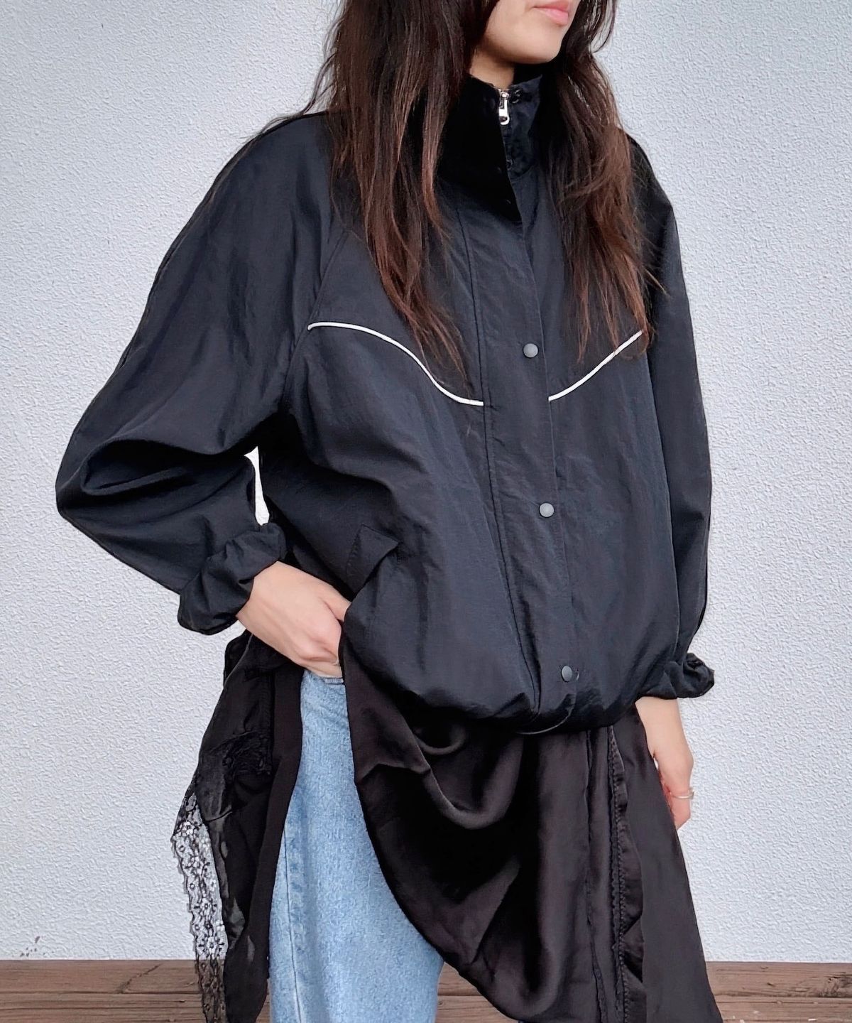 프리터(FRITUR) Cocoon Windbreaker Black_F261JP03