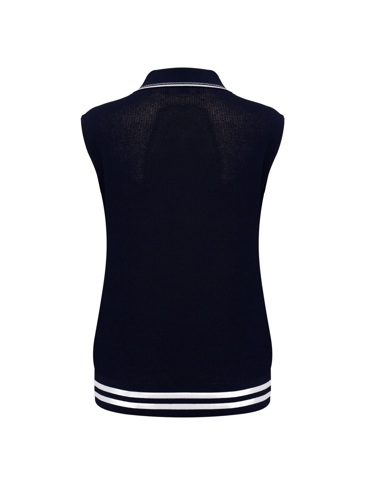 와이드앵글(WIDEANGLE) CO 로고 아트웍 폴로 스웨터 베스트 L_Dark Navy