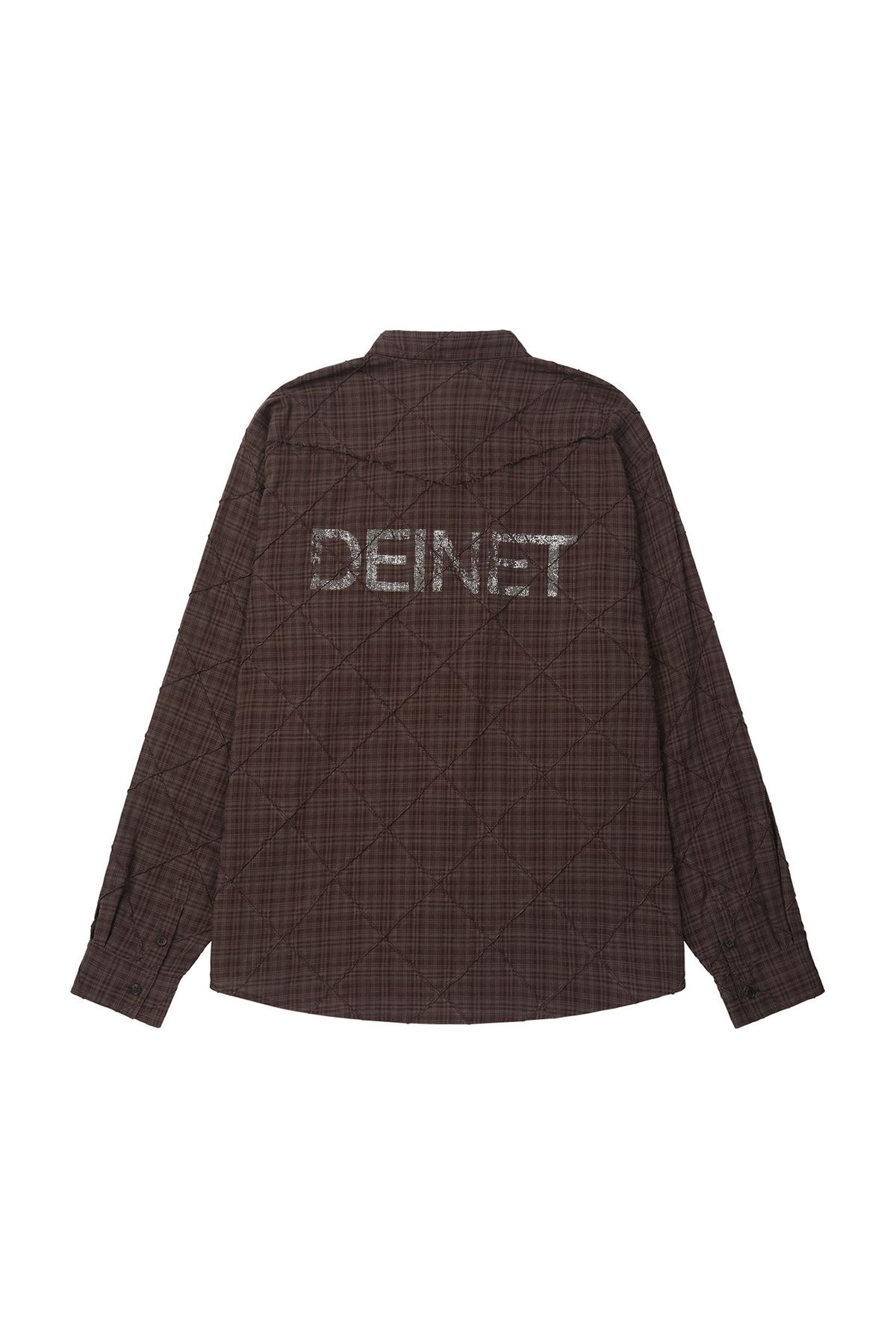 다이닛(DEINET) DOUBLE CHECKERED OVERFIT SHIRT IN BROWN