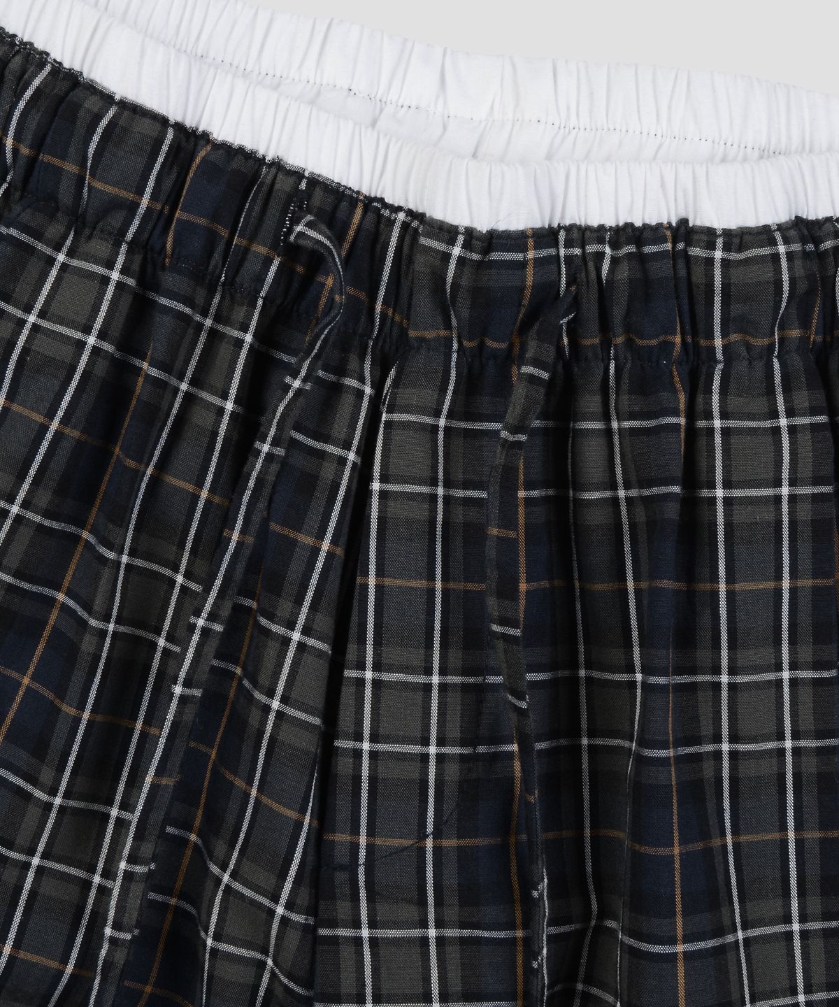 버던트(VERDNT) 체크 레이어드 원턱 와이드 팬츠 [그린]