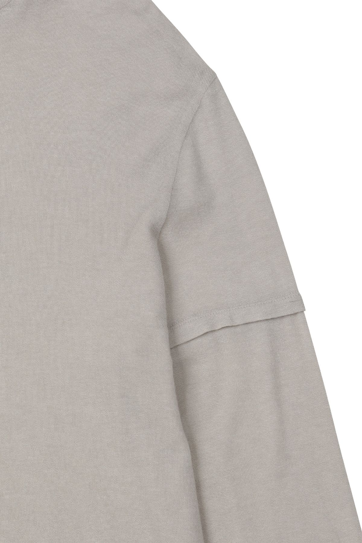 다이닛(DEINET) FAKE HOOD LONG SLEEVE IN LIGHT GREY
