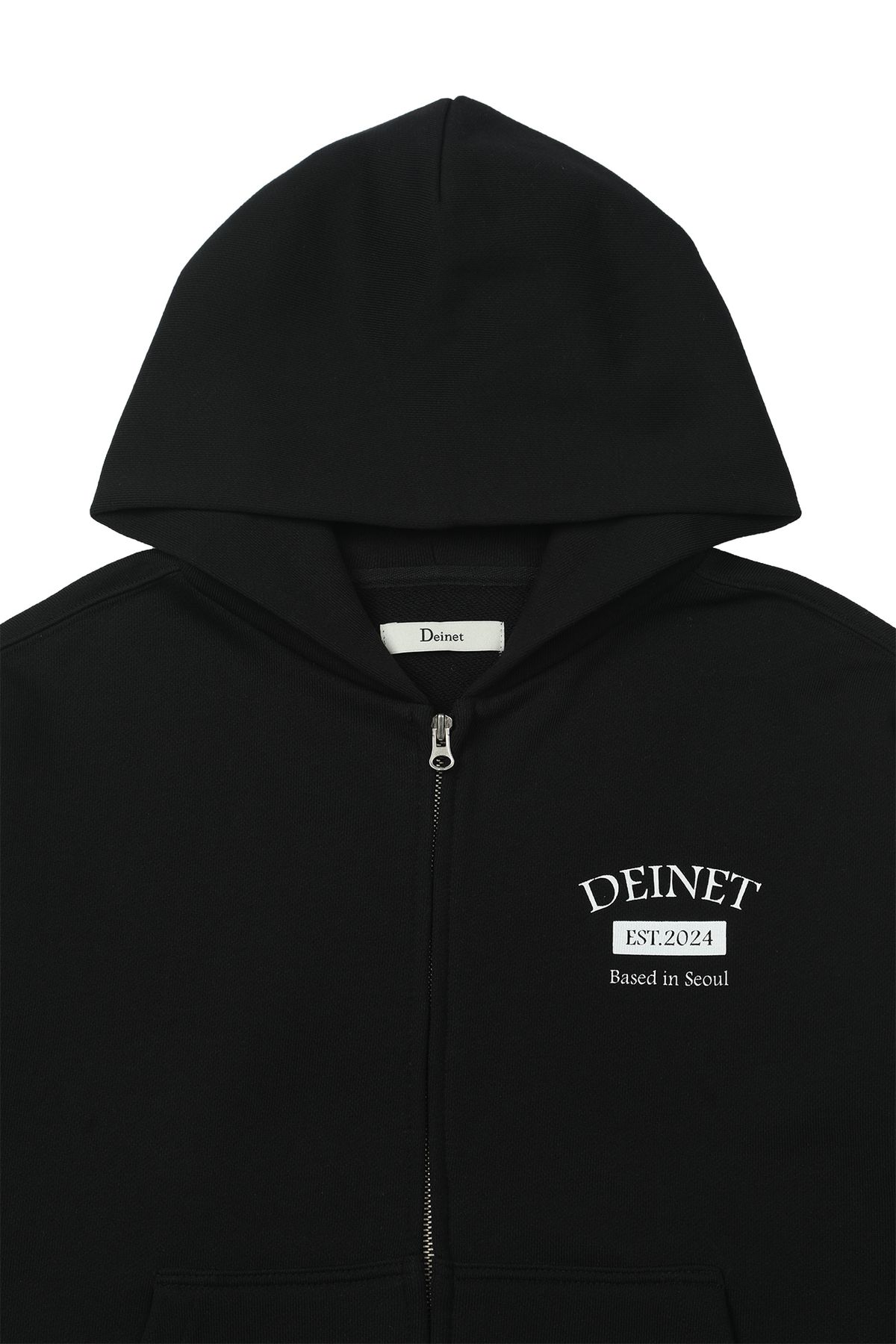 다이닛(DEINET) GERMAN LETTERING HOODIE ZIP-UP IN BLACK