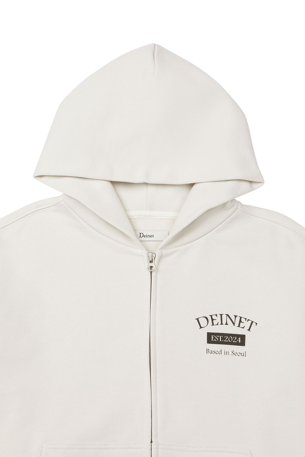 다이닛(DEINET) GERMAN LETTERING HOODIE ZIP-UP IN IVORY