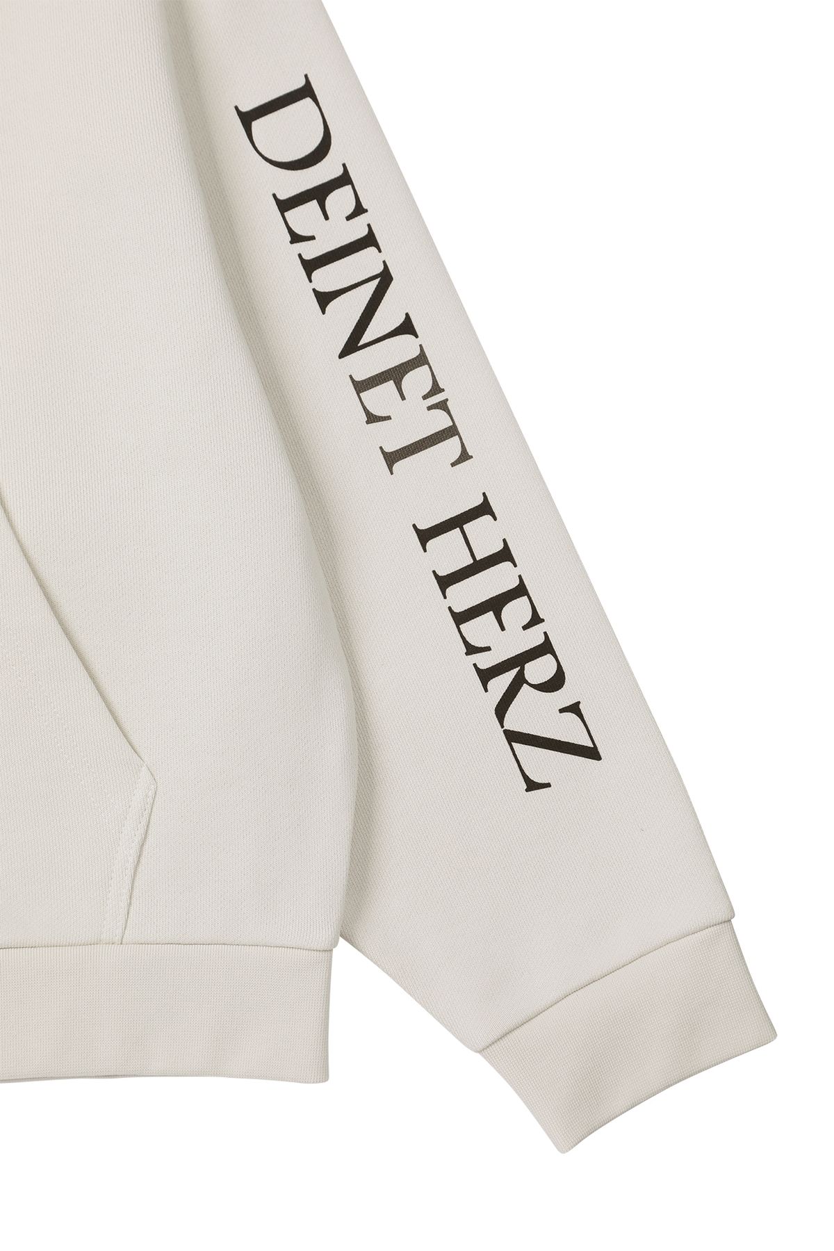 다이닛(DEINET) GERMAN LETTERING HOODIE ZIP-UP IN IVORY